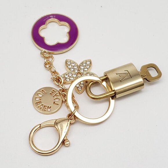 Authentic Louis Vuitton Lock & Key with Unbranded Flower Charm, Keychain - Picture 5 of 9